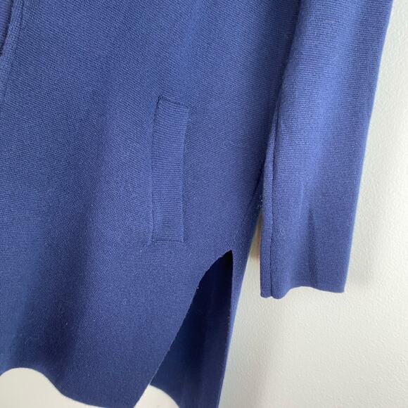 J. Crew Wrap Sweater Blazer Size XS Navy Blue Cotton Wool Belt Tie Jacket L0498 - Picture 9 of 14